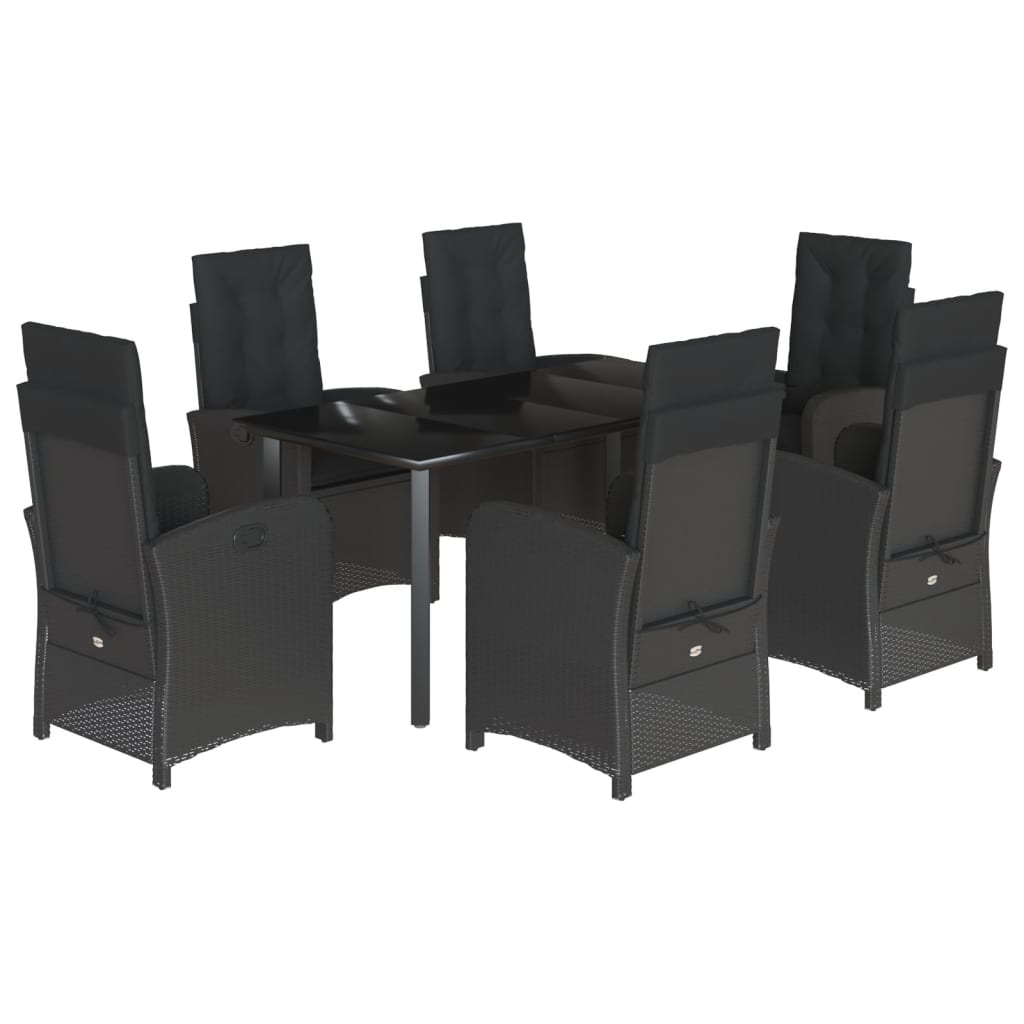 7-Delige Tuinset Met Kussens Poly Rattan Zwart