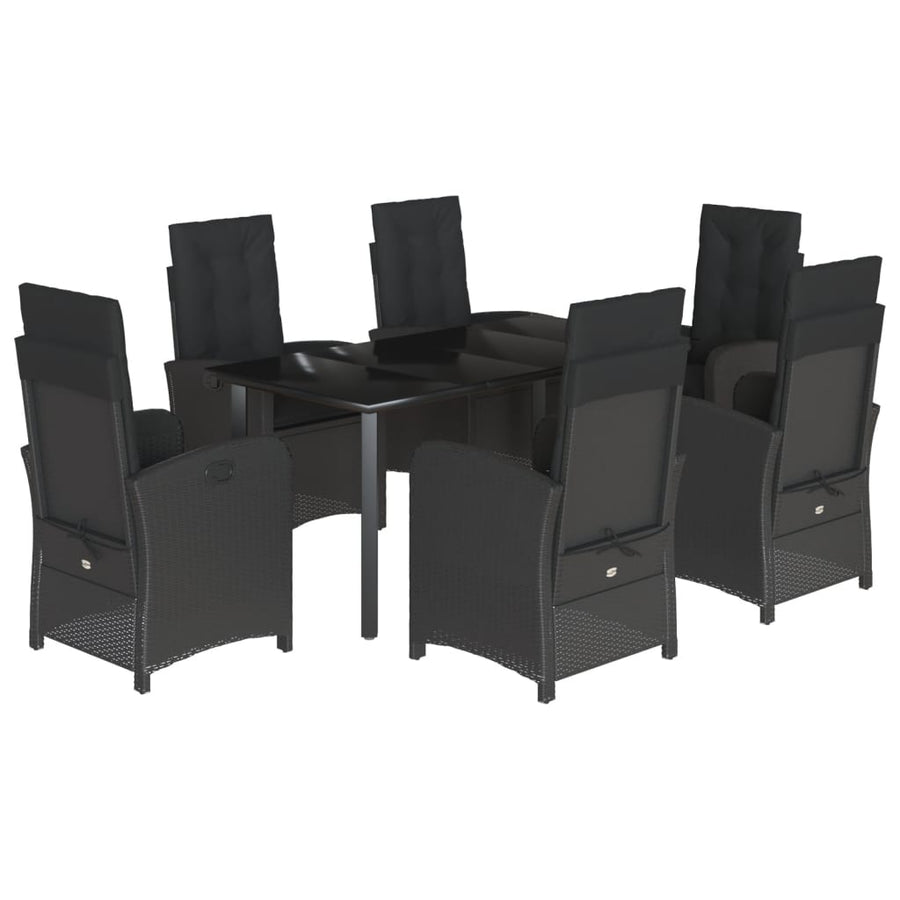7-Delige Tuinset Met Kussens Poly Rattan Zwart