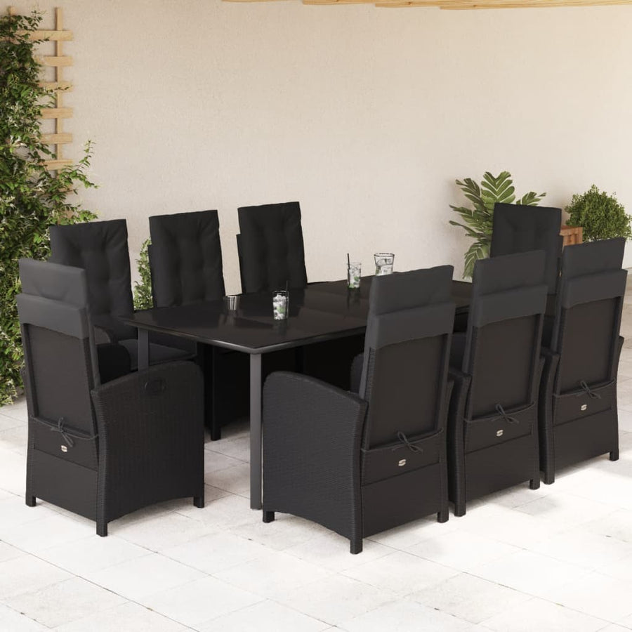 9-Delige Tuinset Poly Rattan Zwart 8 200 cm tafellengte