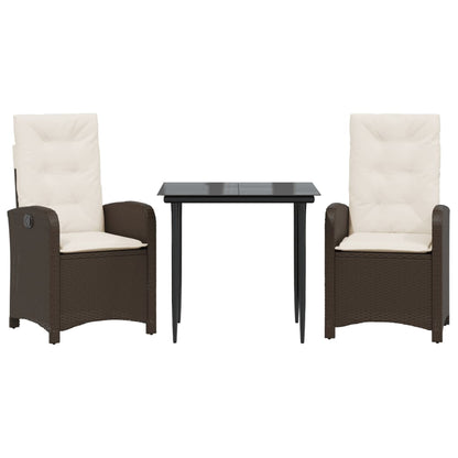 3-Delige Tuinset Met Kussens Poly Rattan Bruin