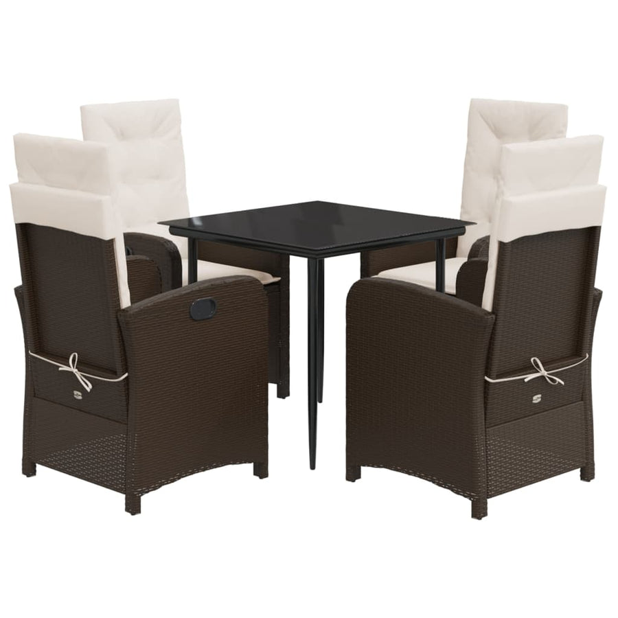 5-Delige Tuinset Met Kussens Poly Rattan Bruin