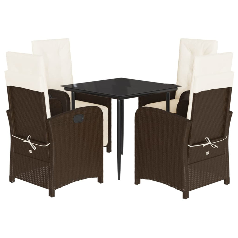 5-Delige Tuinset Met Kussens Poly Rattan Bruin