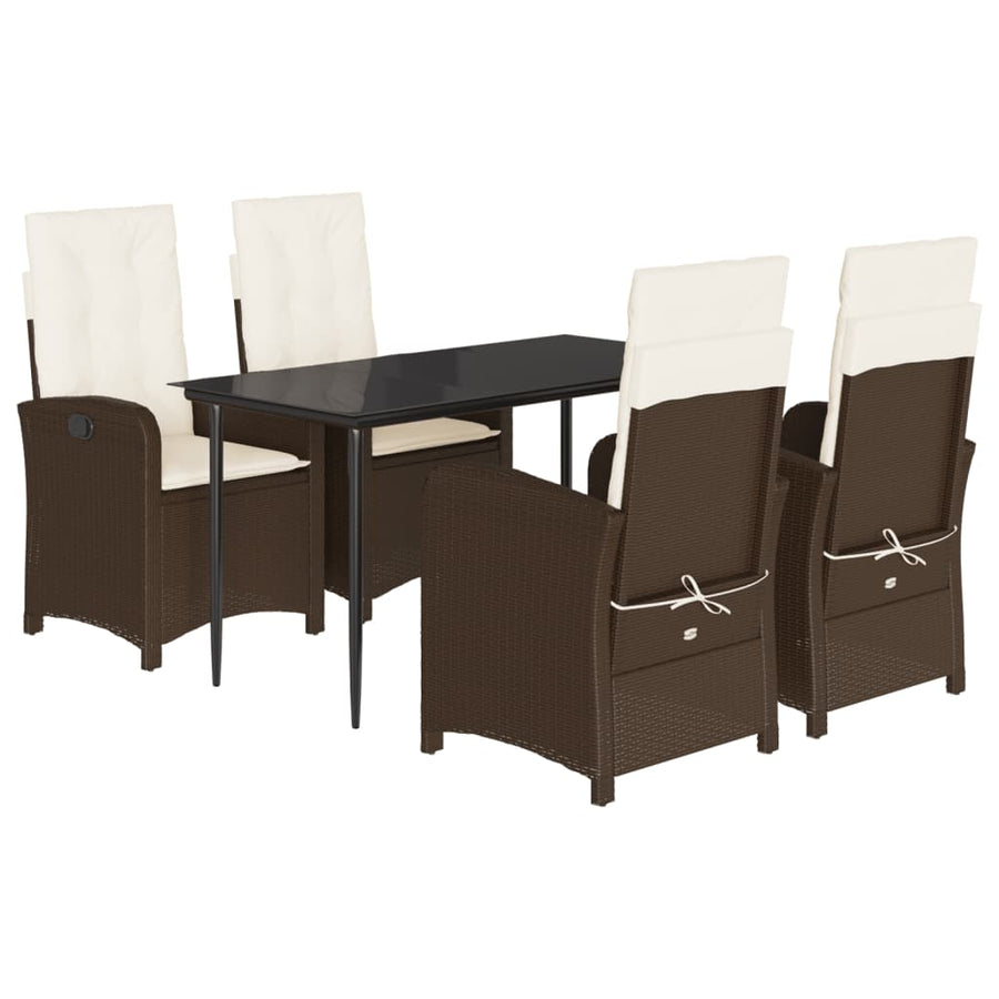 5-Delige Tuinset Met Kussens Poly Rattan Bruin