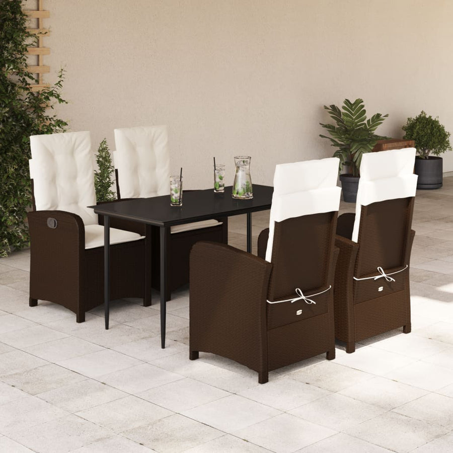5-Delige Tuinset Met Kussens Poly Rattan Bruin
