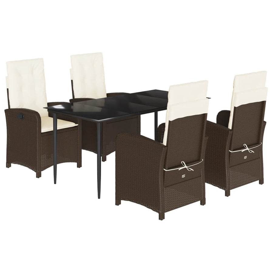 5-Delige Tuinset Met Kussens Poly Rattan Bruin