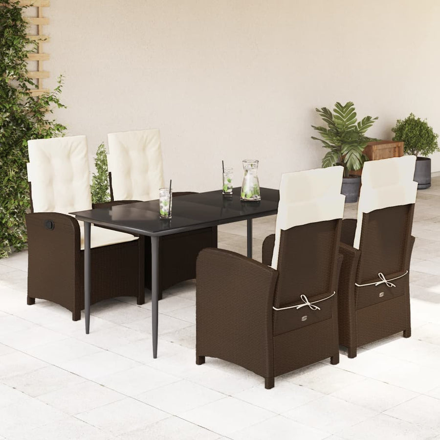 5-Delige Tuinset Met Kussens Poly Rattan Bruin