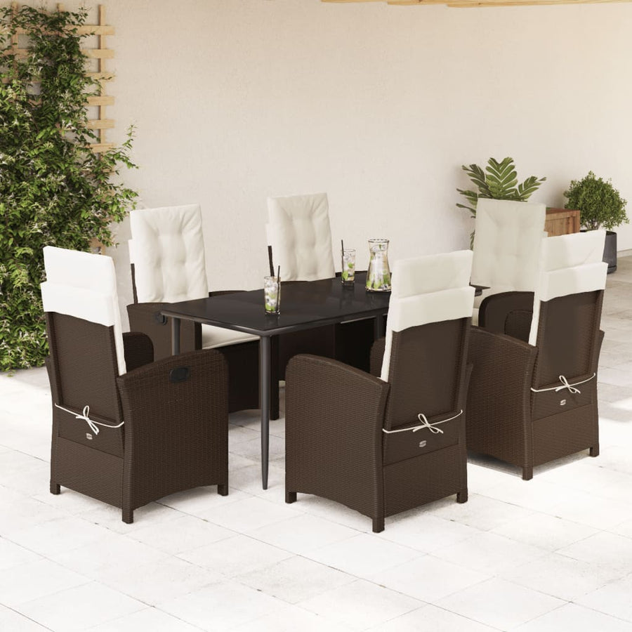7-Delige Tuinset Met Kussens Poly Rattan Bruin