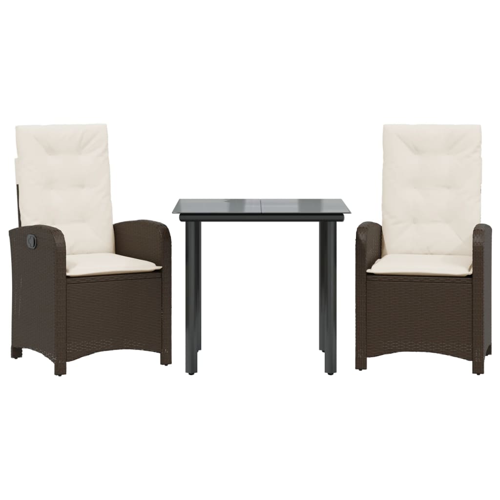 3-Delige Tuinset Met Kussens Poly Rattan Bruin
