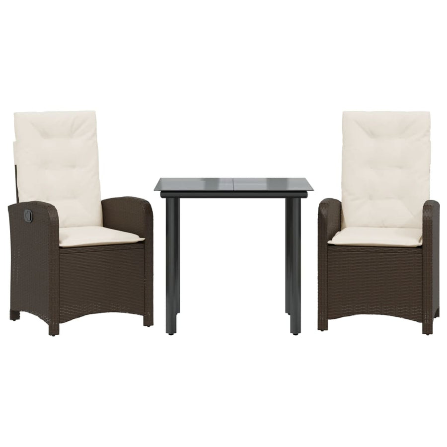 3-Delige Tuinset Met Kussens Poly Rattan Bruin