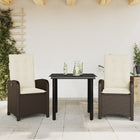 3-Delige Tuinset Met Kussens Poly Rattan Bruin