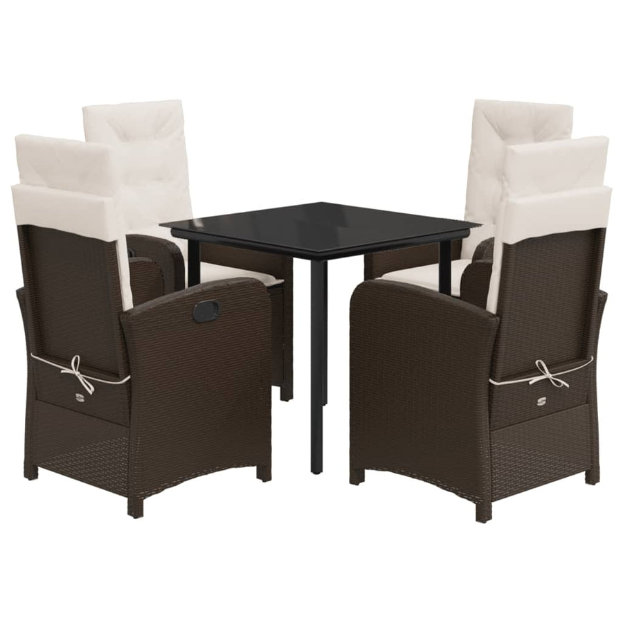 5-Delige Tuinset Met Kussens Poly Rattan Bruin
