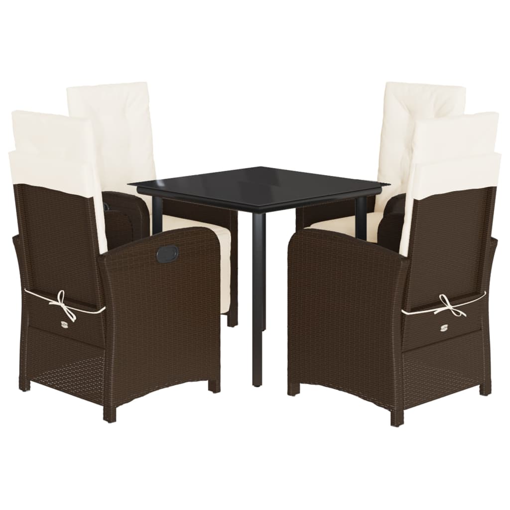 5-Delige Tuinset Met Kussens Poly Rattan Bruin