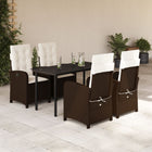 5-piece Garden Set with Cushions Poly Rattan Brown