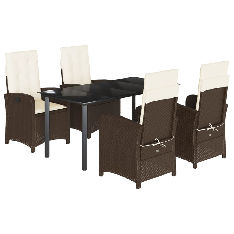 5-Delige Tuinset Met Kussens Poly Rattan Bruin