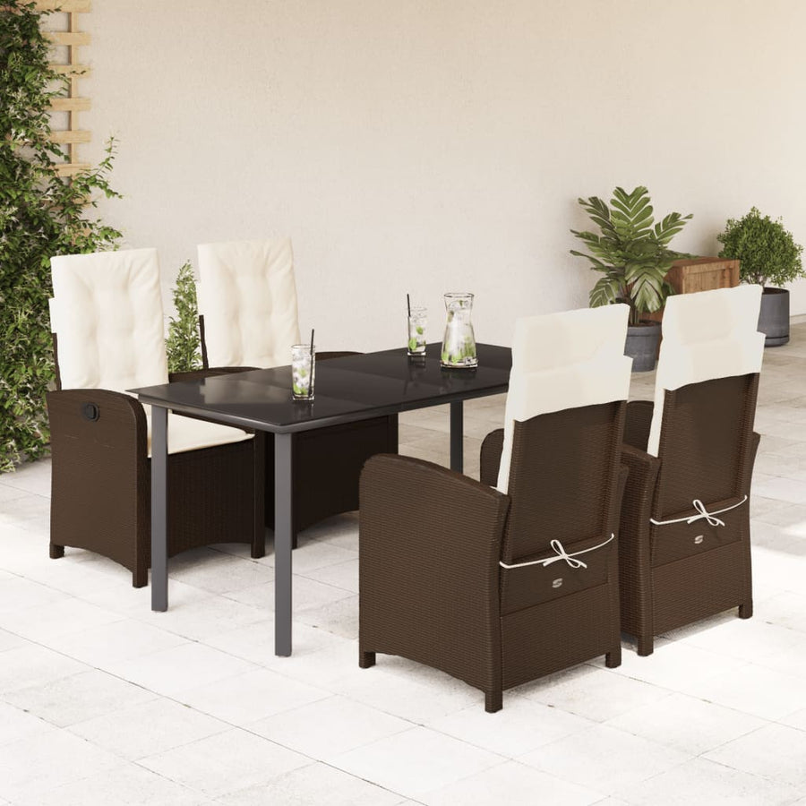 5-Delige Tuinset Met Kussens Poly Rattan Bruin
