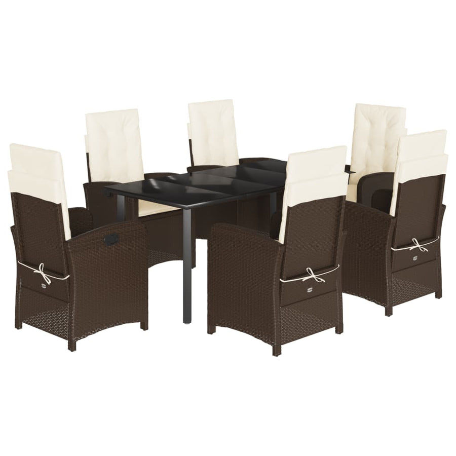 7-Delige Tuinset Met Kussens Poly Rattan Bruin