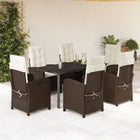 7-piece Poly Rattan Garden Set with Cushions Brown