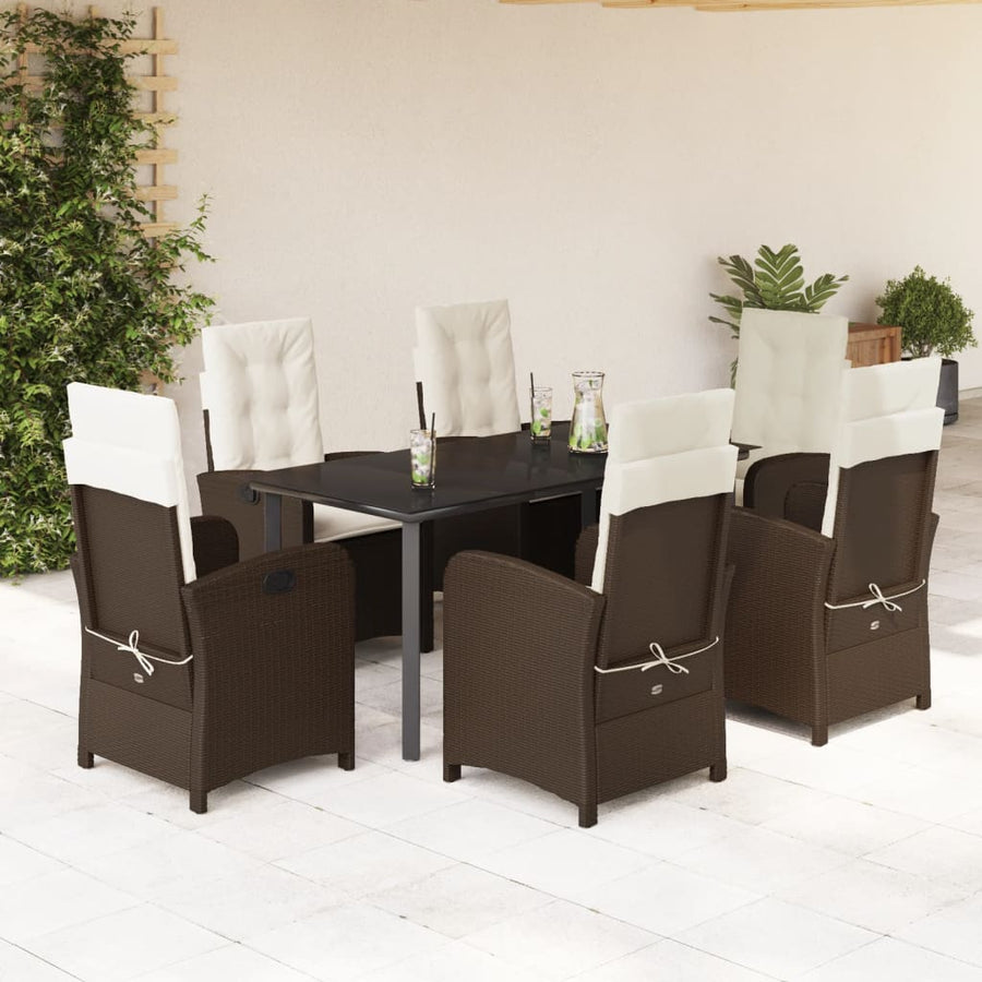 7-Delige Tuinset Met Kussens Poly Rattan Bruin