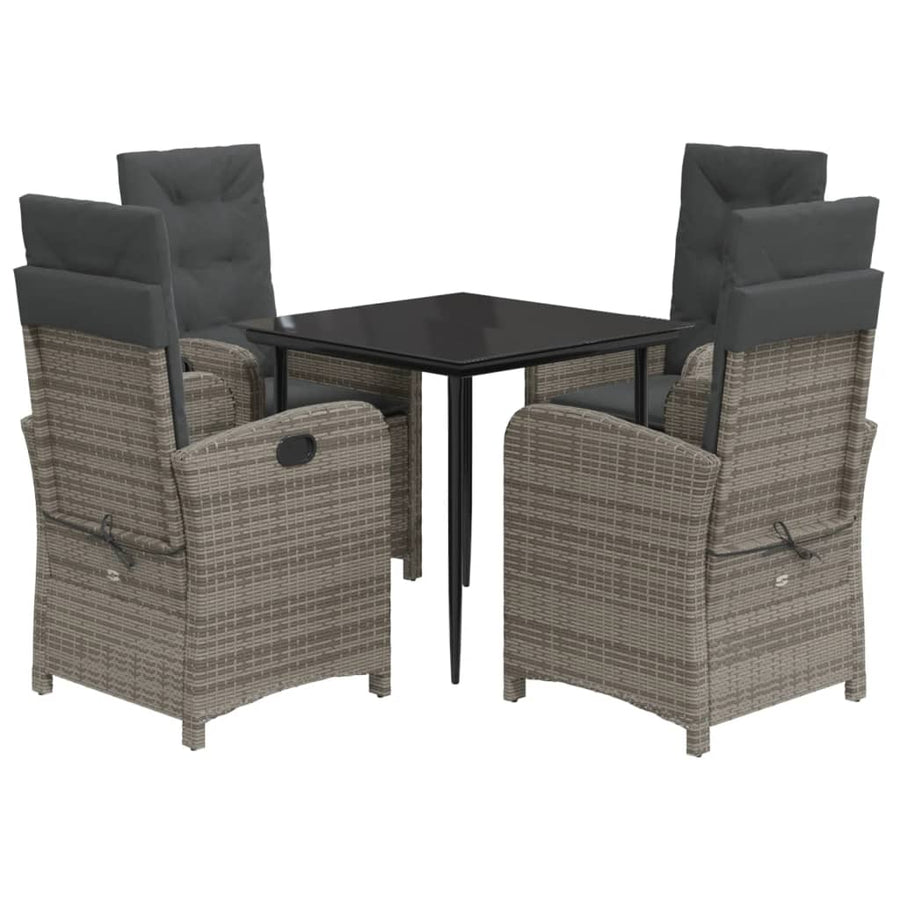 5-Delige Tuinset Met Kussens Poly Rattan Grijs