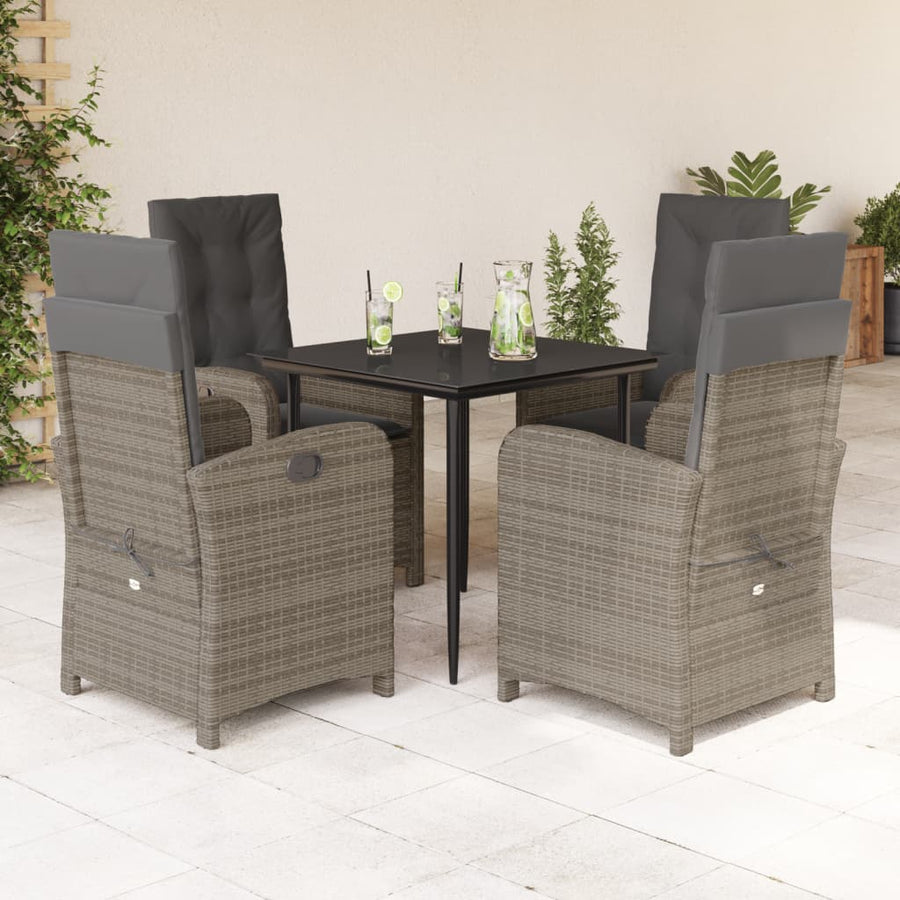 5-Delige Tuinset Met Kussens Poly Rattan Grijs