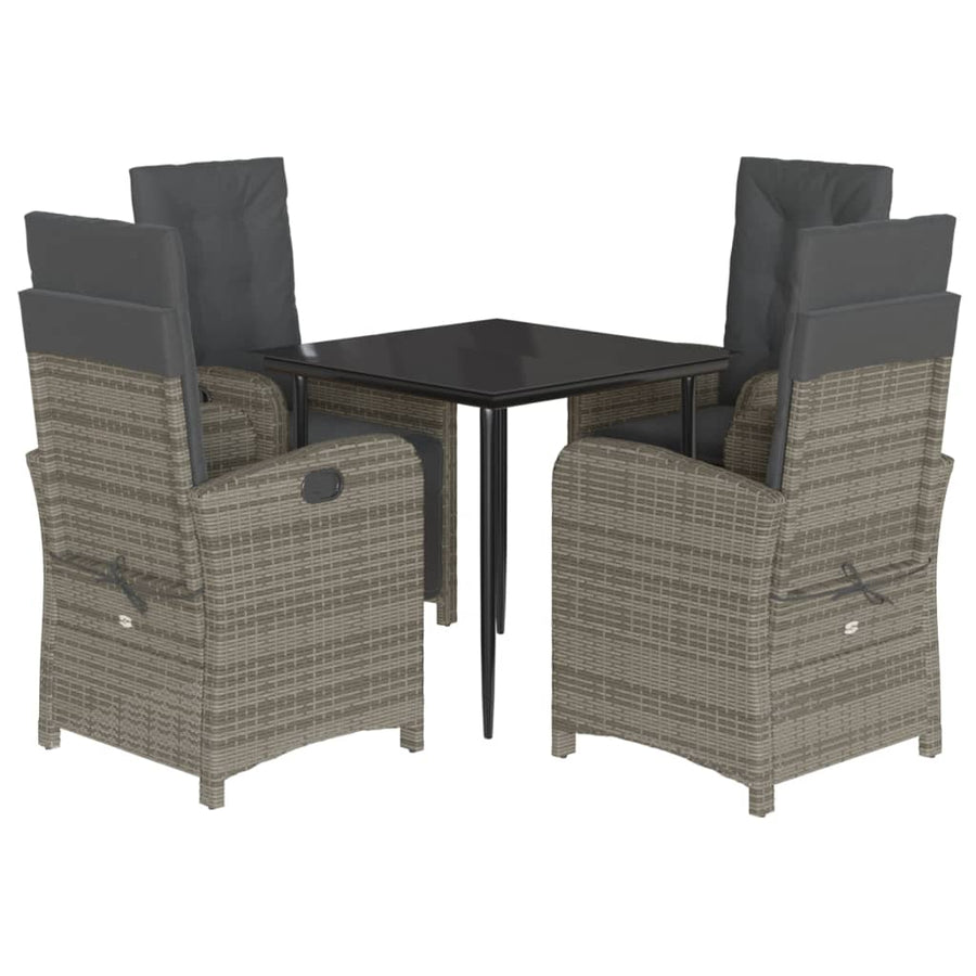 5-Delige Tuinset Met Kussens Poly Rattan Grijs