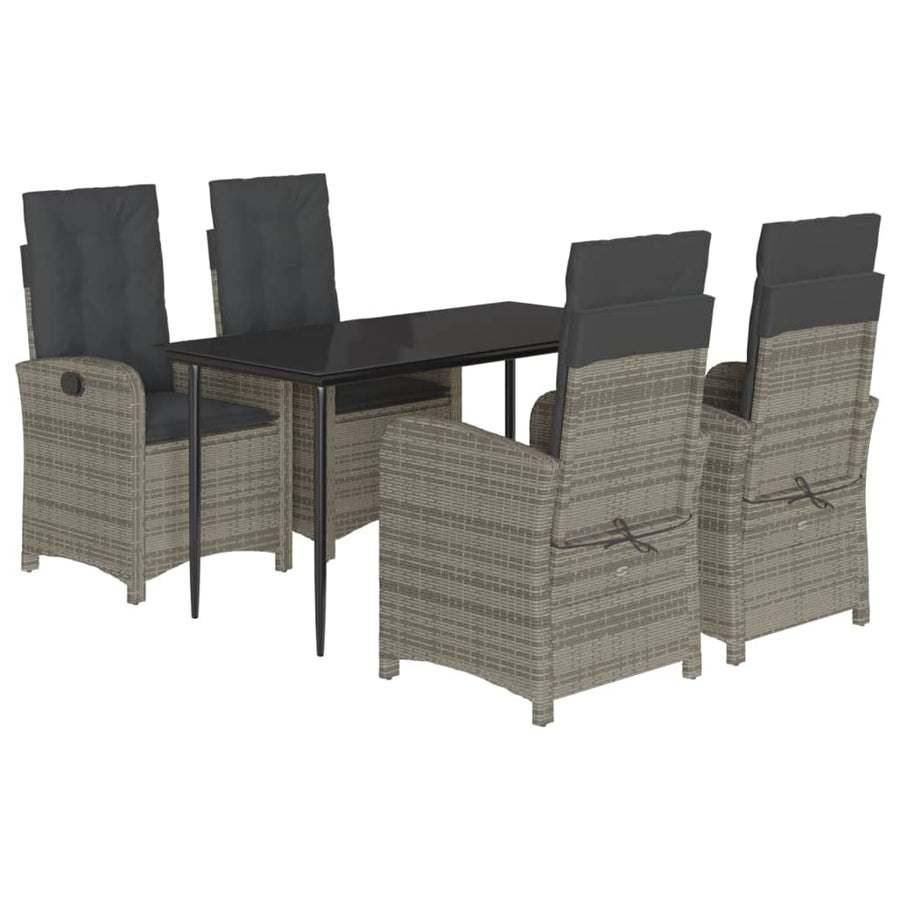 5-Delige Tuinset Met Kussens Poly Rattan Grijs