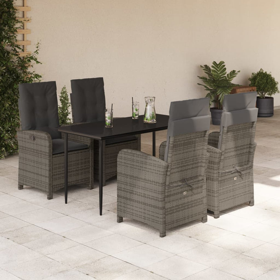 5-Delige Tuinset Met Kussens Poly Rattan Grijs