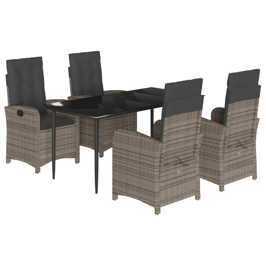5-Delige Tuinset Met Kussens Poly Rattan Grijs