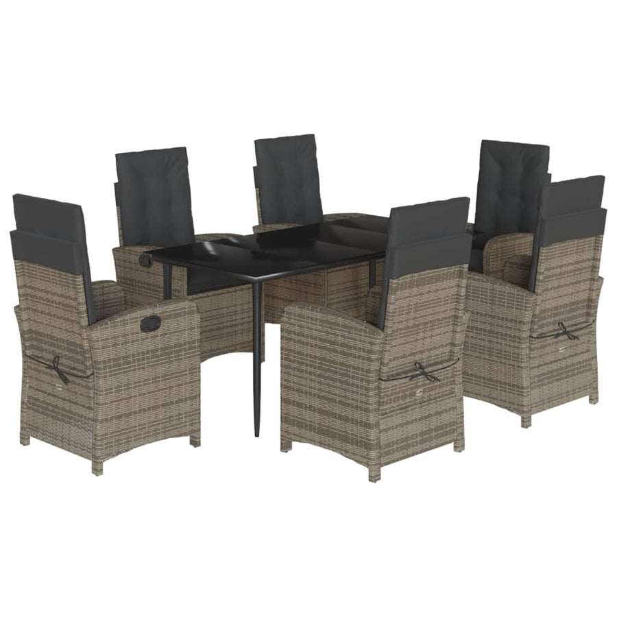 7-Delige Tuinset Met Kussens Poly Rattan Grijs