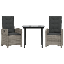 3-Delige Tuinset Met Kussens Poly Rattan Grijs