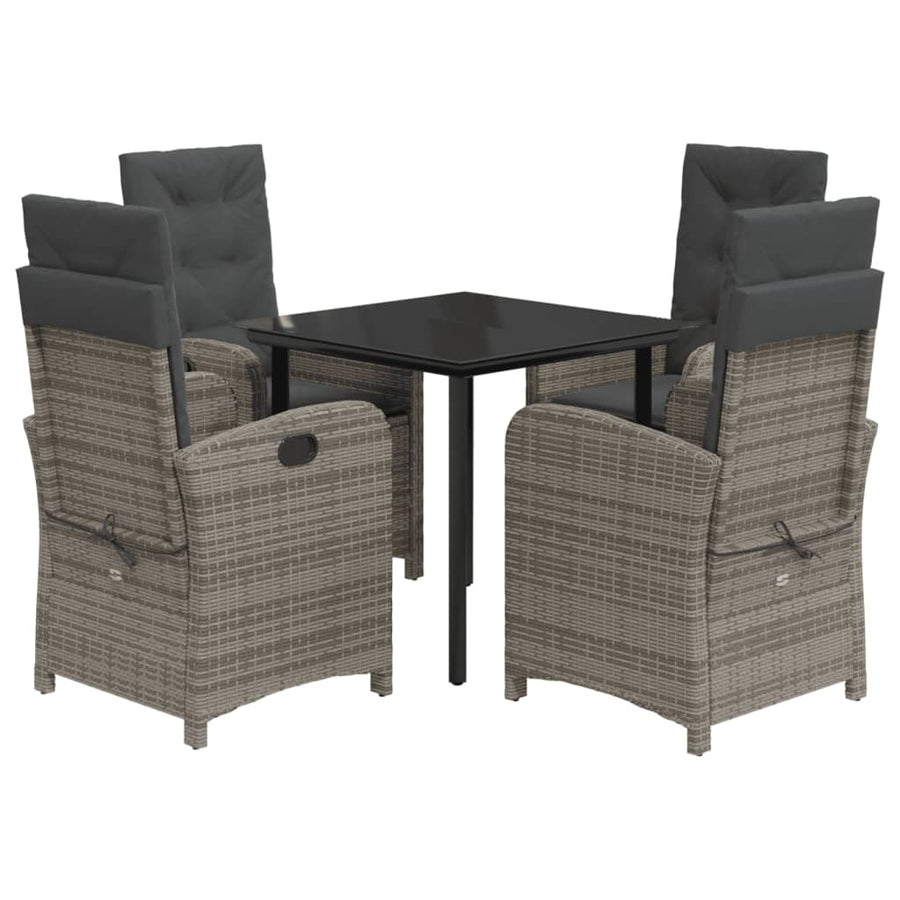 5-Delige Tuinset Met Kussens Poly Rattan Grijs
