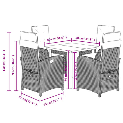 5-Delige Tuinset Met Kussens Poly Rattan Grijs
