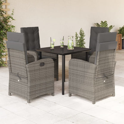 5-Delige Tuinset Met Kussens Poly Rattan Grijs