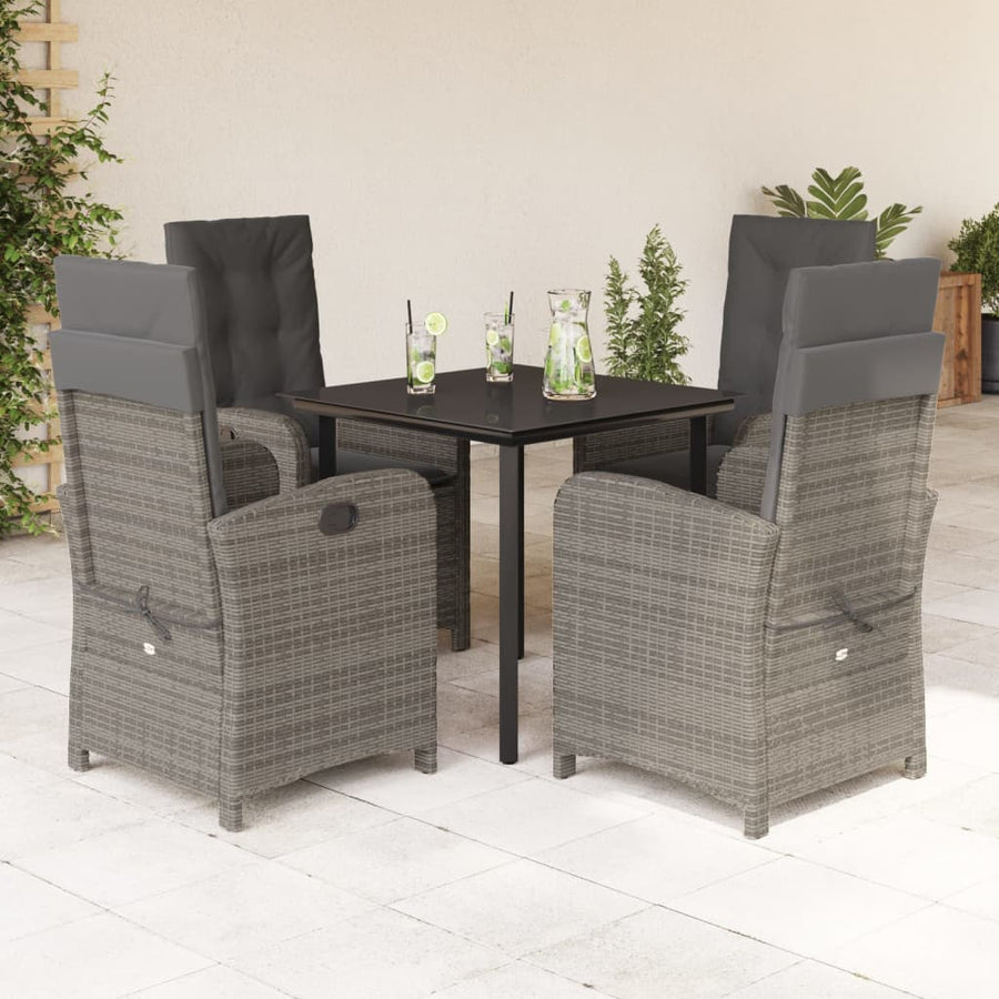 5-Delige Tuinset Met Kussens Poly Rattan Grijs