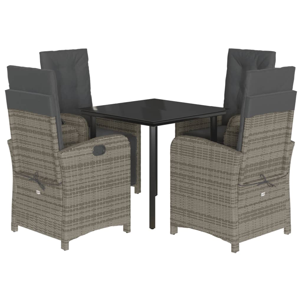 5-Delige Tuinset Met Kussens Poly Rattan Grijs