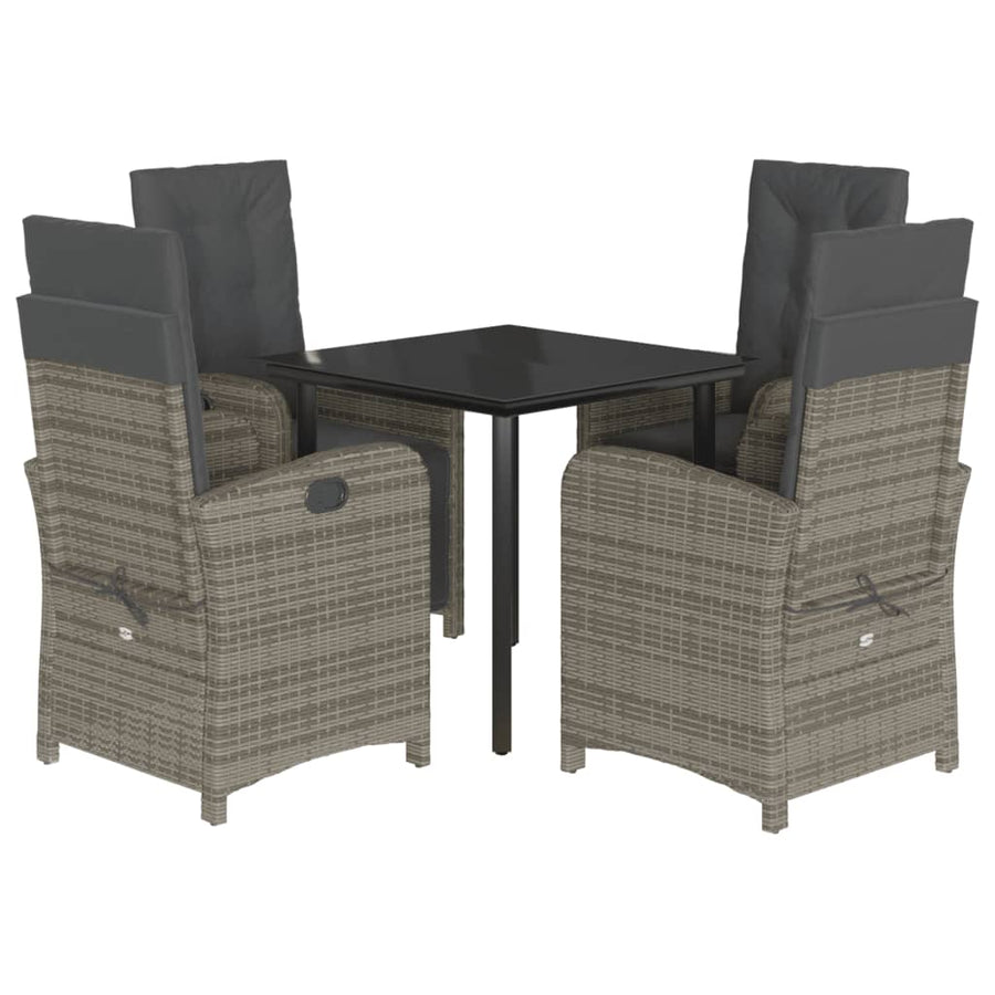 5-Delige Tuinset Met Kussens Poly Rattan Grijs