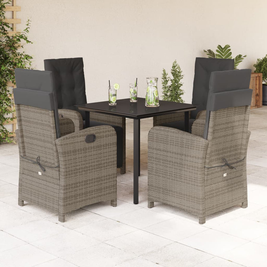 5-Delige Tuinset Met Kussens Poly Rattan Grijs