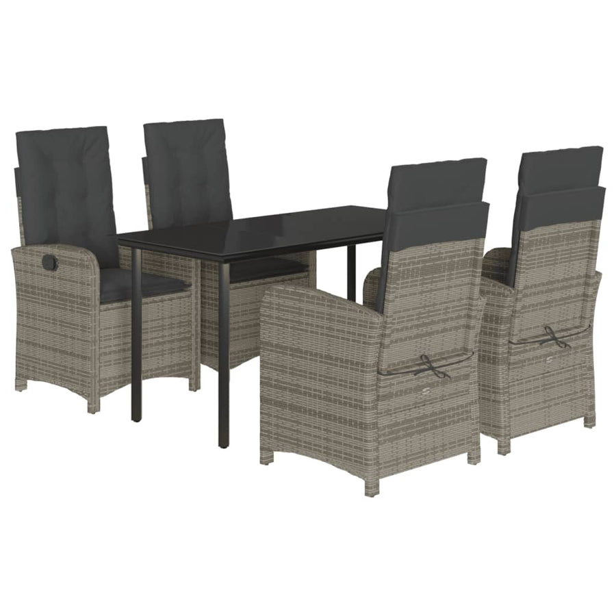 5-Delige Tuinset Met Kussens Poly Rattan Grijs