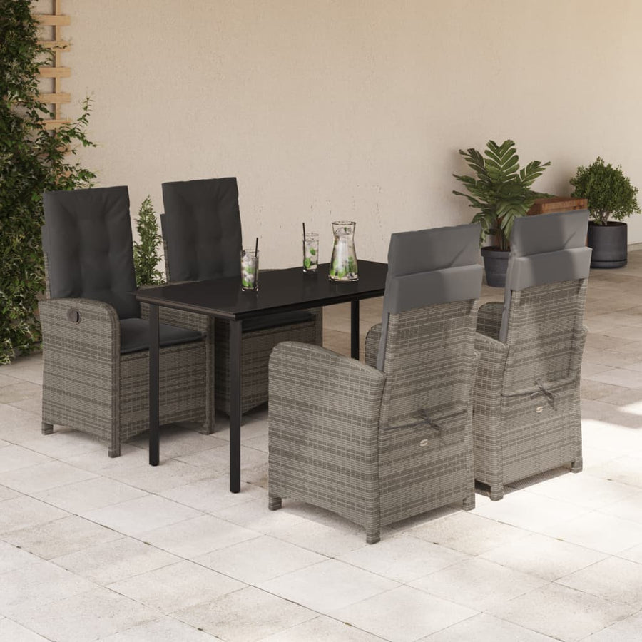 5-Delige Tuinset Met Kussens Poly Rattan Grijs