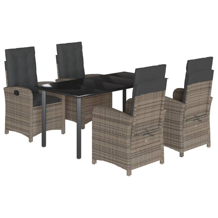 5-Delige Tuinset Met Kussens Poly Rattan Grijs