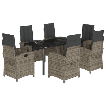 7-Delige Tuinset Met Kussens Poly Rattan Grijs