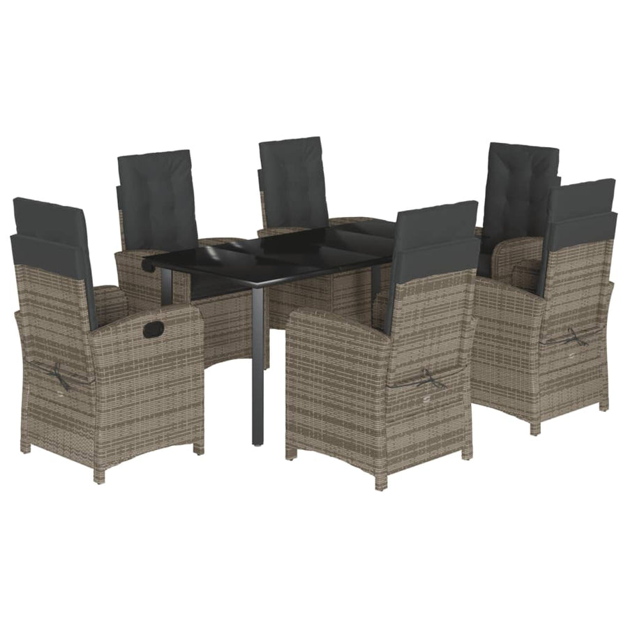 7-Delige Tuinset Met Kussens Poly Rattan Grijs