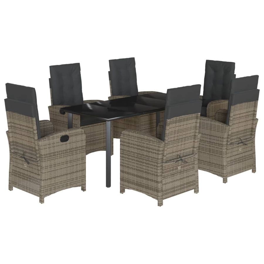 7-Delige Tuinset Met Kussens Poly Rattan Grijs