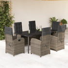 Tuinset 7-delig poly rattan grijs met kussens