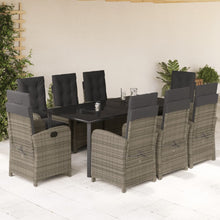 9-Delige Tuinset Met Kussens Poly Rattan Grijs 8 200 cm tafellengte