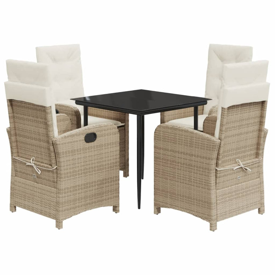5-Delige Tuinset Met Kussens Poly Rattan Beige