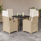 5-piece Garden Set with Cushions, Poly Rattan, Beige