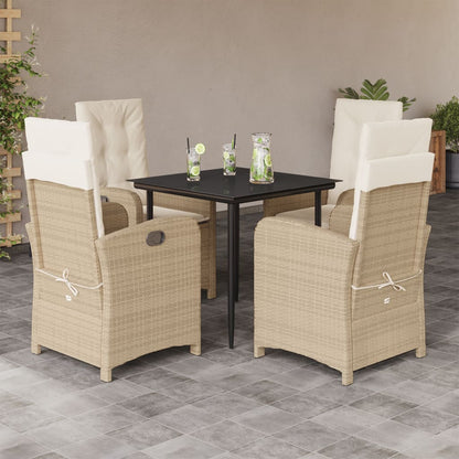 5-Delige Tuinset Met Kussens Poly Rattan Beige