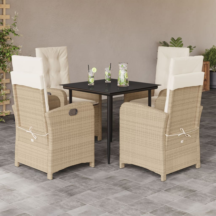 5-Delige Tuinset Met Kussens Poly Rattan Beige