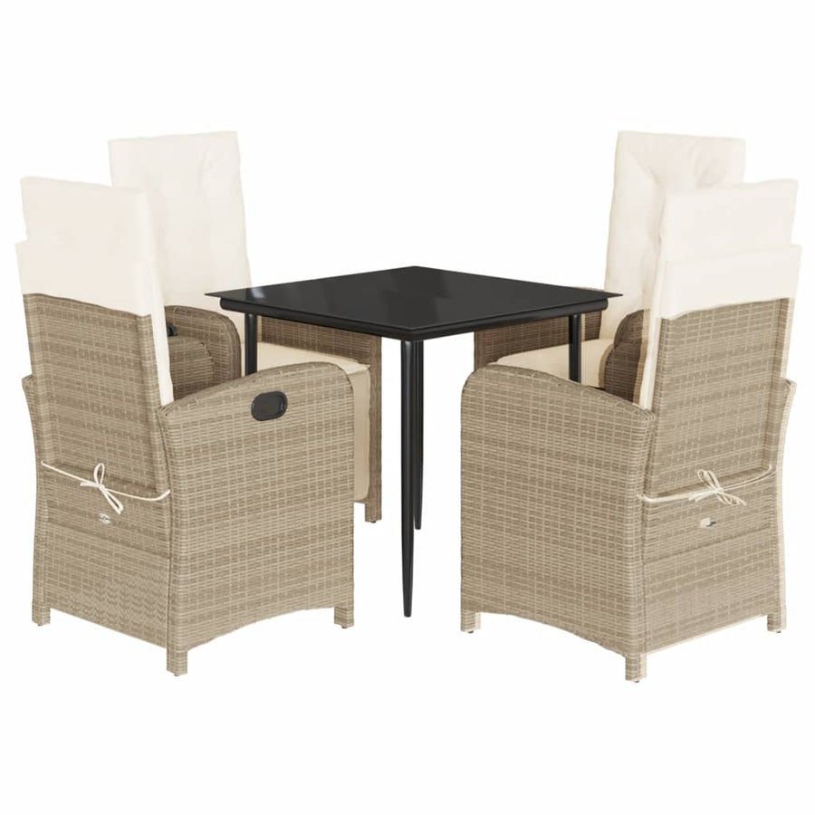 5-Delige Tuinset Met Kussens Poly Rattan Beige